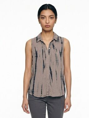 Max Jeans Tie-Dye Sleeveless Button-Up Blouse | Size M